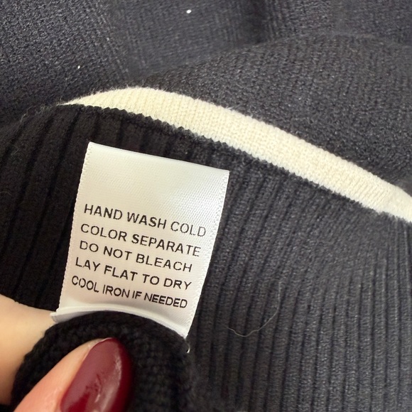 Baltic Born Harrington Sweater Black White Contrast Trim Mock Neck | NWT Size S - Picture 17 of 17